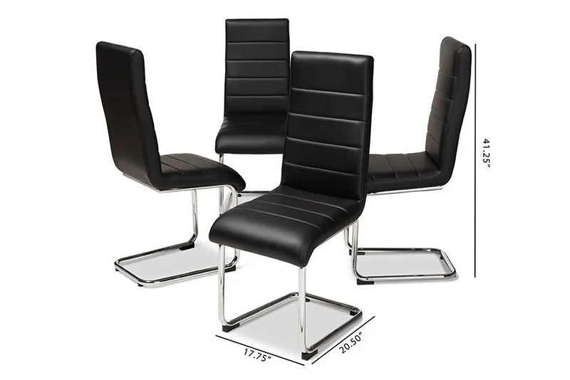Marlys Black Faux Leather Upholstered Dining Chair - 4pcs iHome Studio