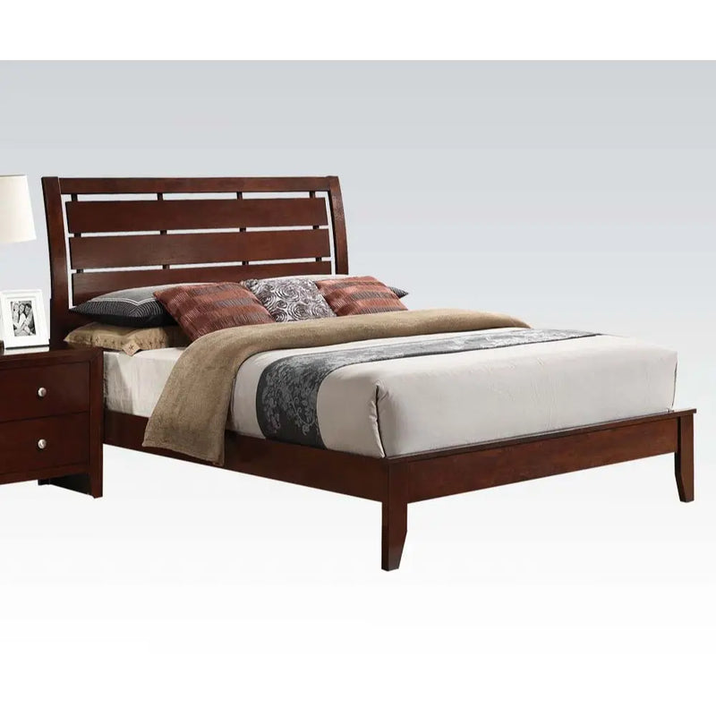 Martha King Bed w/Slatted Headboard, Brown Cherry iHome Studio