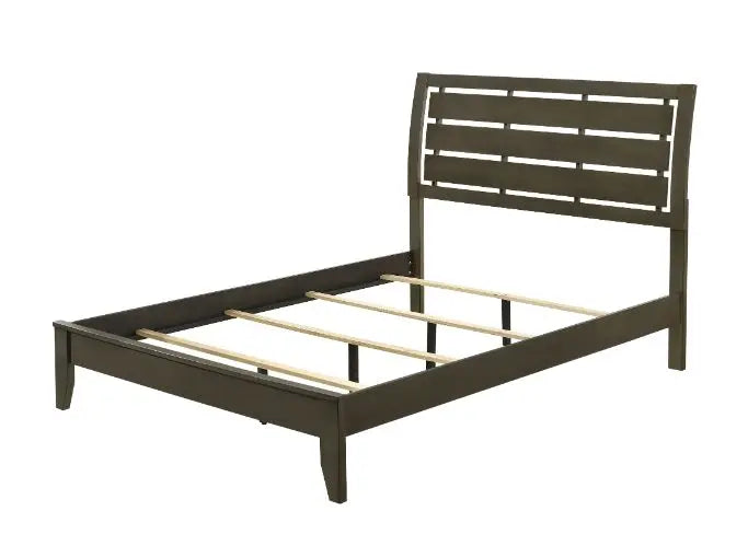 Martha King Bed w/Slatted Headboard, Gray Finish iHome Studio