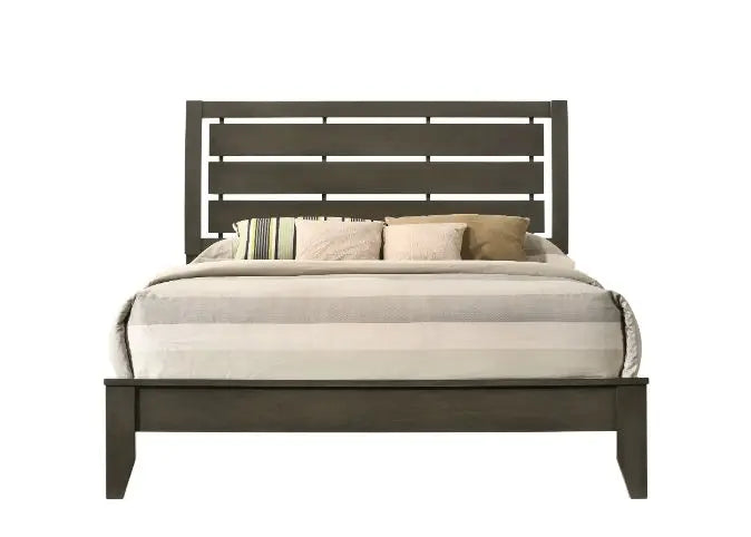 Martha King Bed w/Slatted Headboard, Gray Finish iHome Studio