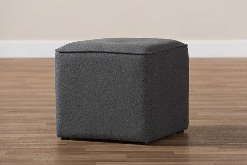 Mateo Dark Grey Fabric Upholstered Ottoman iHome Studio