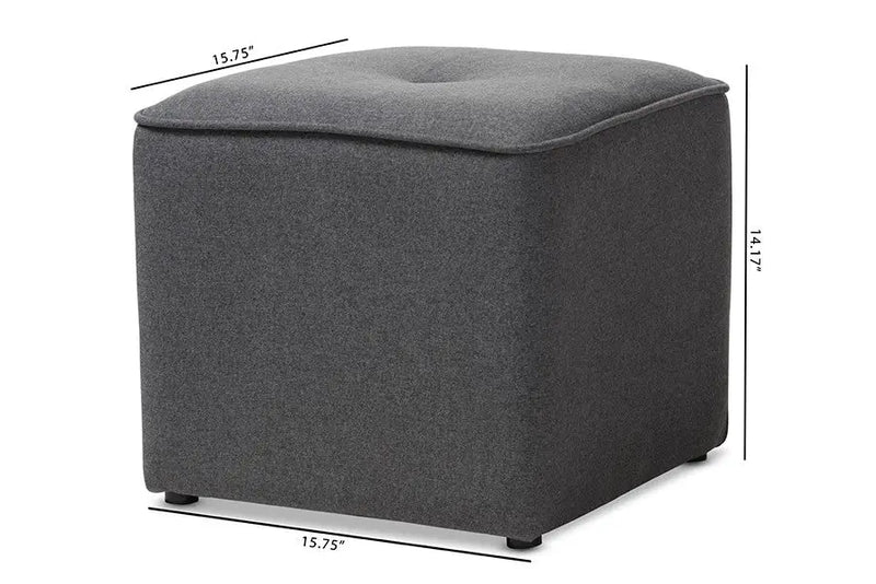 Mateo Dark Grey Fabric Upholstered Ottoman iHome Studio