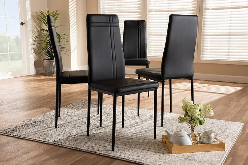 Matiese Black Faux Leather Upholstered Dining Chair - 4pcs iHome Studio