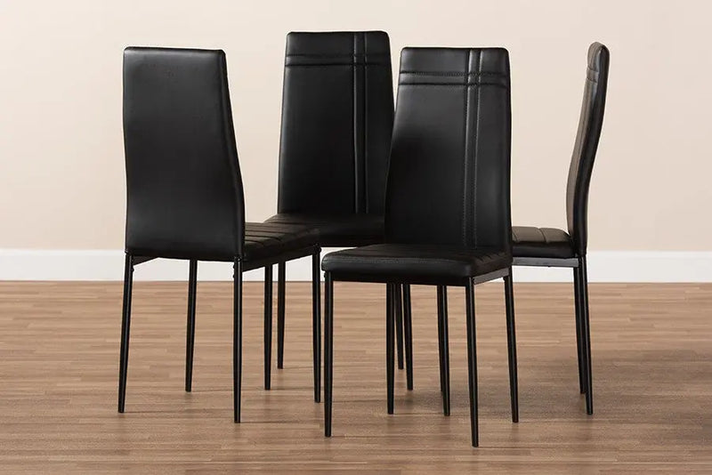 Matiese Black Faux Leather Upholstered Dining Chair - 4pcs iHome Studio