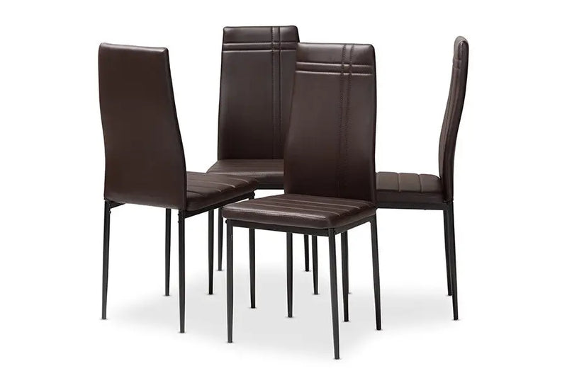 Matiese Brown Faux Leather Upholstered Dining Chair - 4pcs iHome Studio