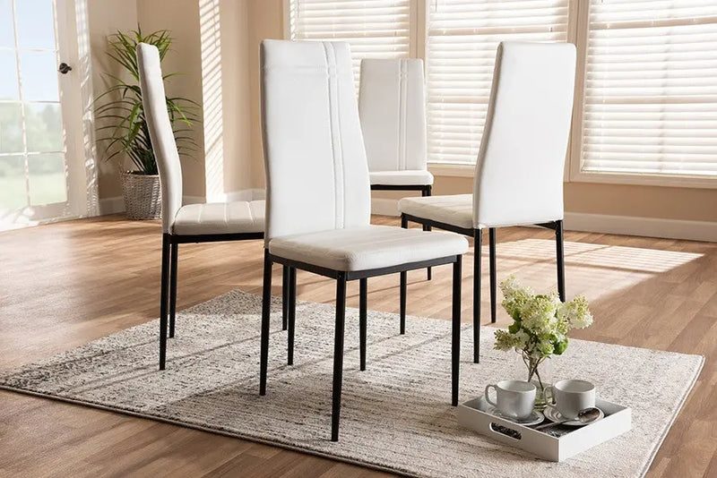 Matiese White Faux Leather Upholstered Dining Chair - 4pcs iHome Studio