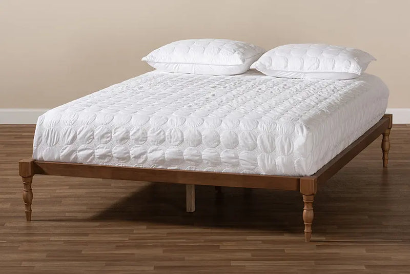 Maya Walnut Brown Wood Platform Bed (King) iHome Studio