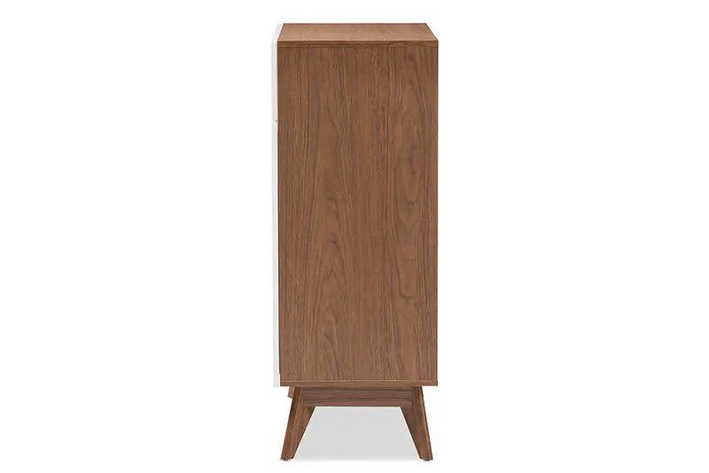 Merrick White/Walnut Wood Storage Shoe Cabinet iHome Studio