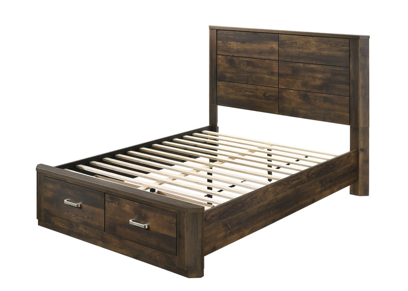 Mira King Bed w/Front Drawers, Rustic Walnut iHome Studio