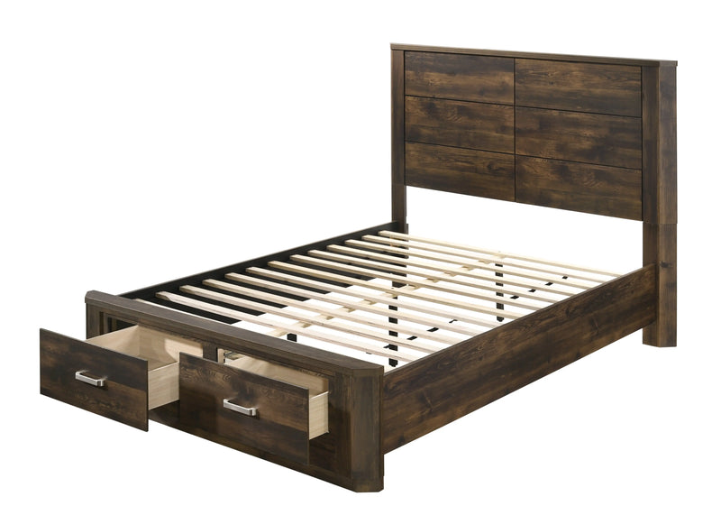 Mira King Bed w/Front Drawers, Rustic Walnut iHome Studio