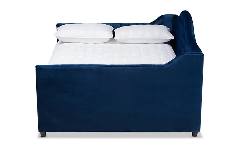 Mira Royal Blue Velvet Fabric Upholstered and Button Tufted Full Size Daybed iHome Studio