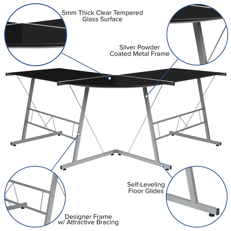 Miramar L-Shaped Desk 83.5" Computer Corner Desk iHome Studio