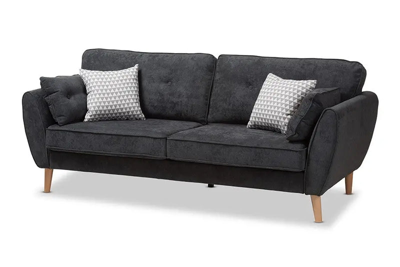 Miranda Dark Grey Fabric Upholstered Sofa iHome Studio
