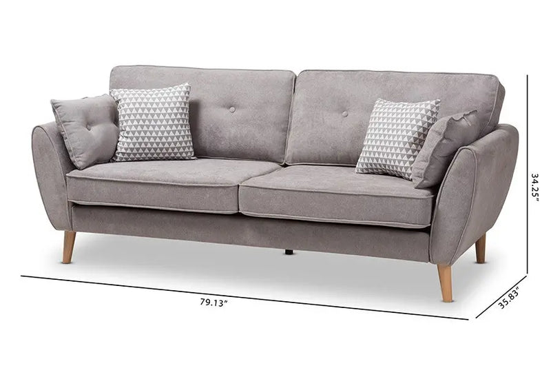 Miranda Light Grey Fabric Upholstered Sofa iHome Studio
