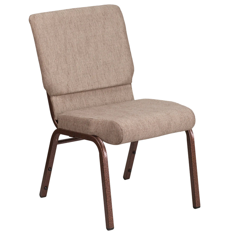 Murie 18.5''W Stacking Church Chair, Beige Fabric - Copper Vein Frame iHome Studio