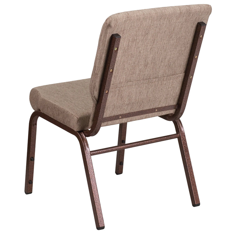 Murie 18.5''W Stacking Church Chair, Beige Fabric - Copper Vein Frame iHome Studio