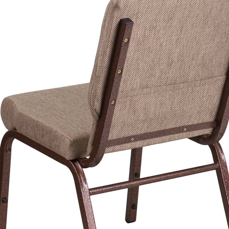 Murie 18.5''W Stacking Church Chair, Beige Fabric - Copper Vein Frame iHome Studio