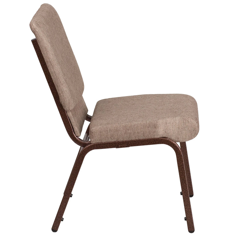 Murie 18.5''W Stacking Church Chair, Beige Fabric - Copper Vein Frame iHome Studio