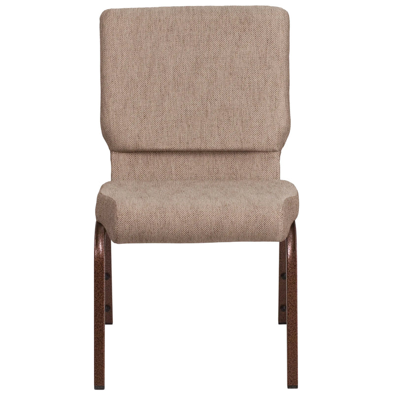 Murie 18.5''W Stacking Church Chair, Beige Fabric - Copper Vein Frame iHome Studio