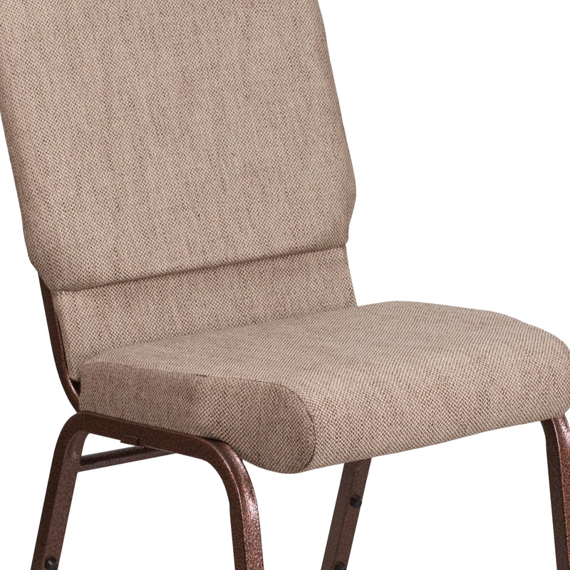 Murie 18.5''W Stacking Church Chair, Beige Fabric - Copper Vein Frame iHome Studio