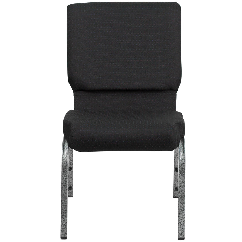 Murie 18.5''W Stacking Church Chair, Black Patterned Fabric - Silver Vein Frame iHome Studio