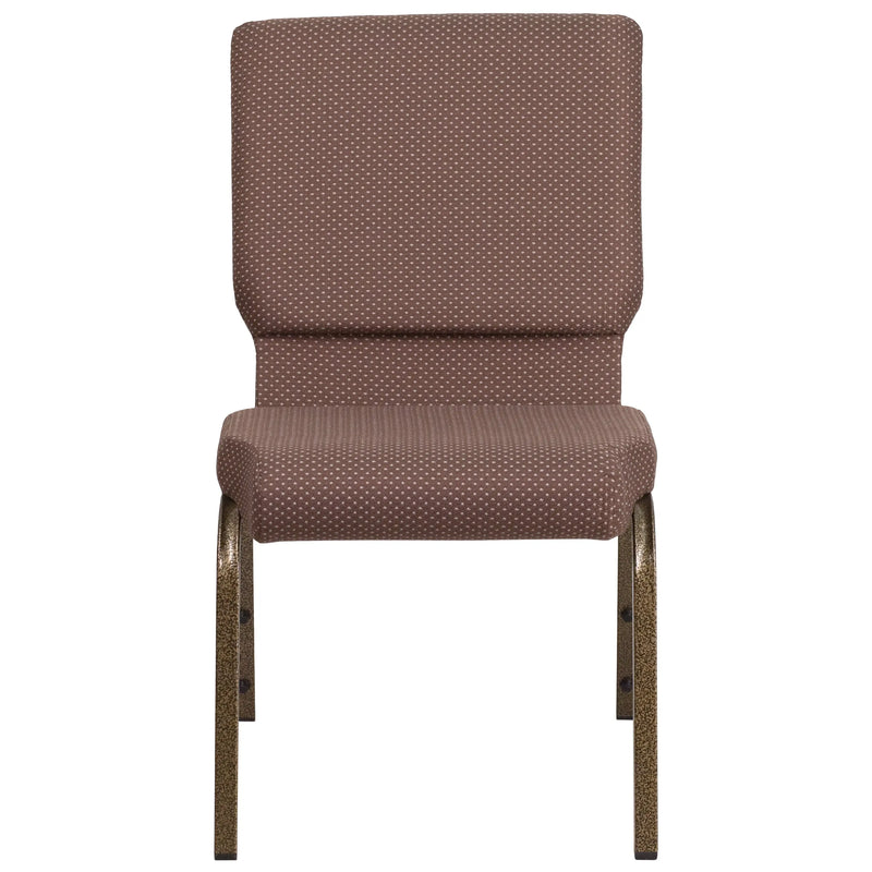 Murie 18.5''W Stacking Church Chair, Brown Dot Fabric - Gold Vein Frame iHome Studio