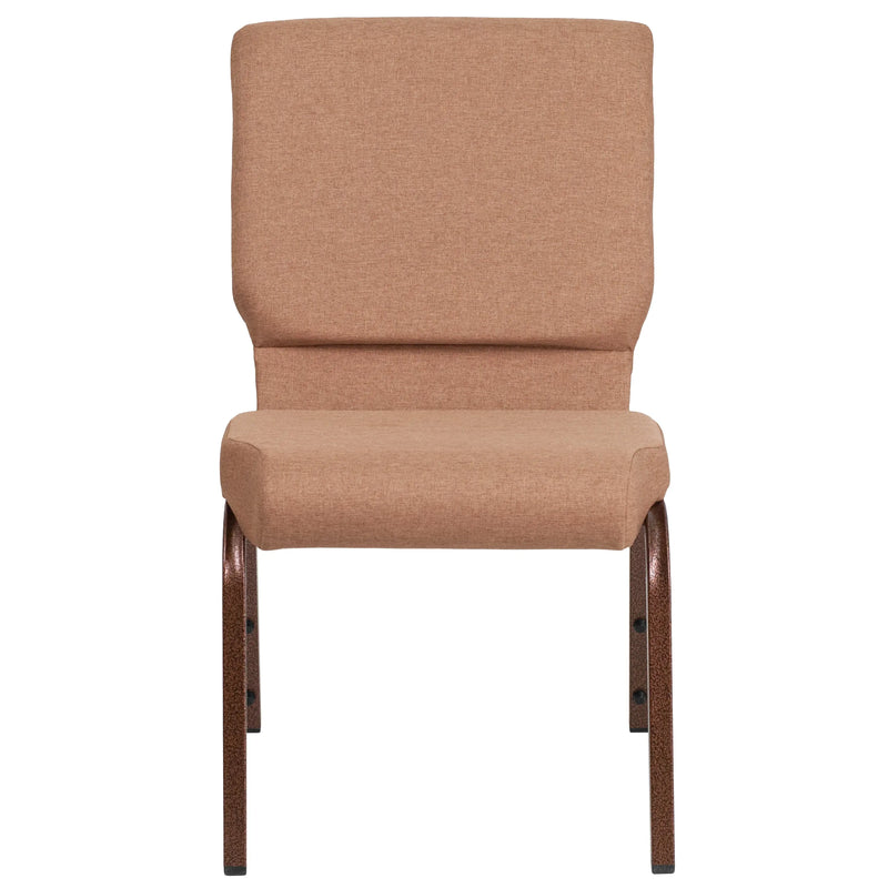 Murie 18.5''W Stacking Church Chair, Caramel Fabric - Copper Vein Frame iHome Studio