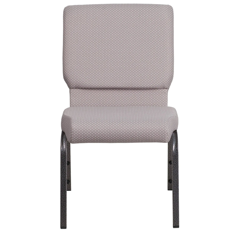 Murie 18.5''W Stacking Church Chair, Gray Dot Fabric - Silver Vein Frame iHome Studio