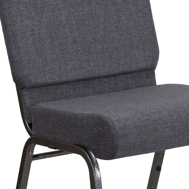Murie 21''W Church Chair, Dark Gray Fabric - Silver Vein Frame iHome Studio
