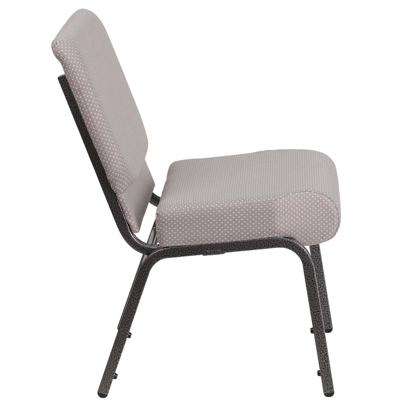 Murie 21''W Church Chair, Gray Dot Fabric - Silver Vein Frame iHome Studio