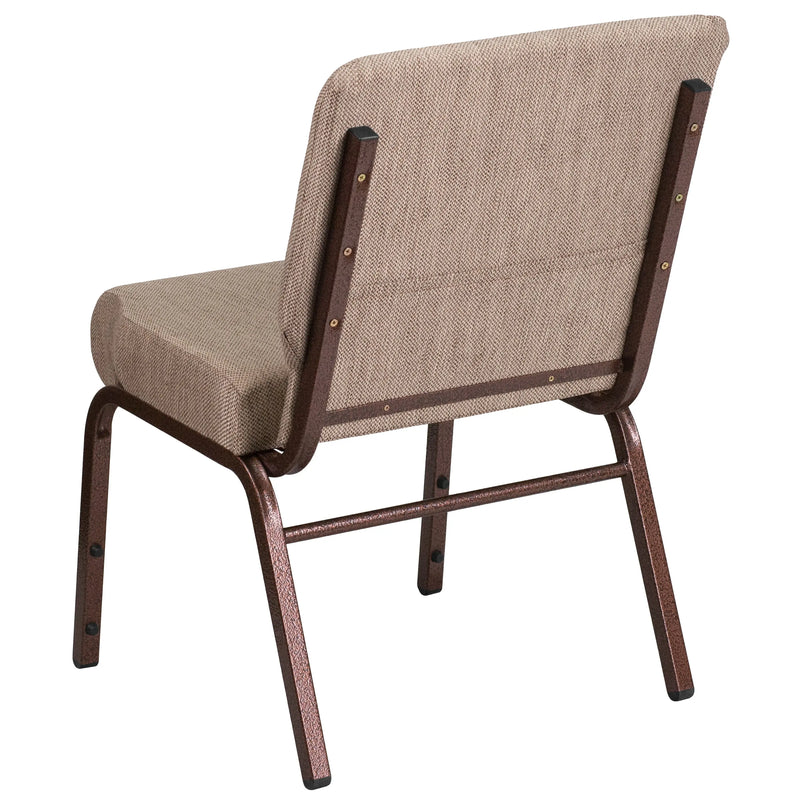 Murie 21''W Stacking Church Chair, Beige Fabric - Copper Vein Frame iHome Studio