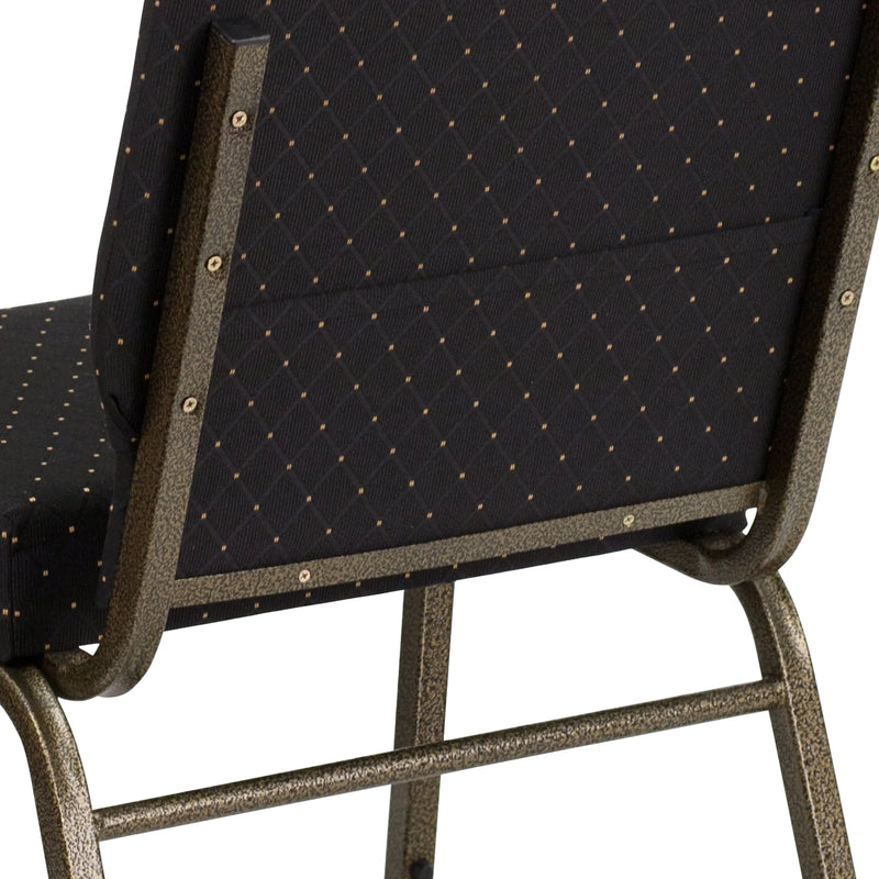 Murie 21''W Stacking Church Chair, Black Dot Patterned Fabric - Gold Vein Frame iHome Studio