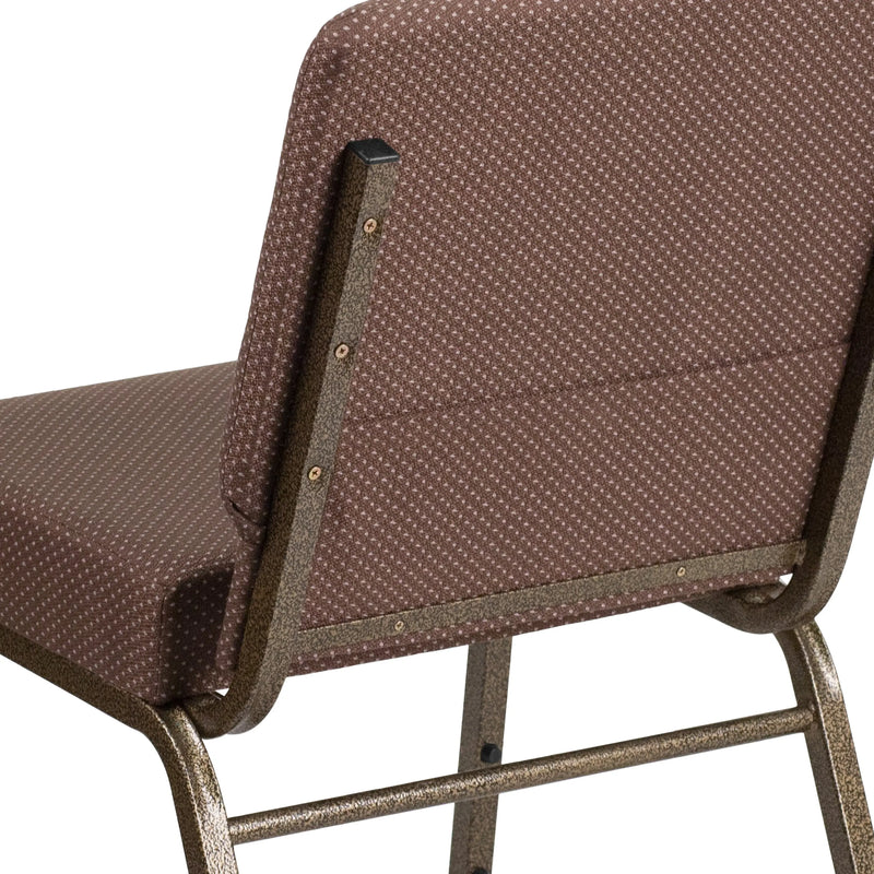 Murie 21''W Stacking Church Chair, Brown Dot Fabric - Gold Vein Frame iHome Studio