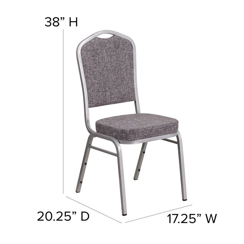 Murie Crown Back Stacking Banquet Chair, Blue Fabric - Silver Frame iHome Studio