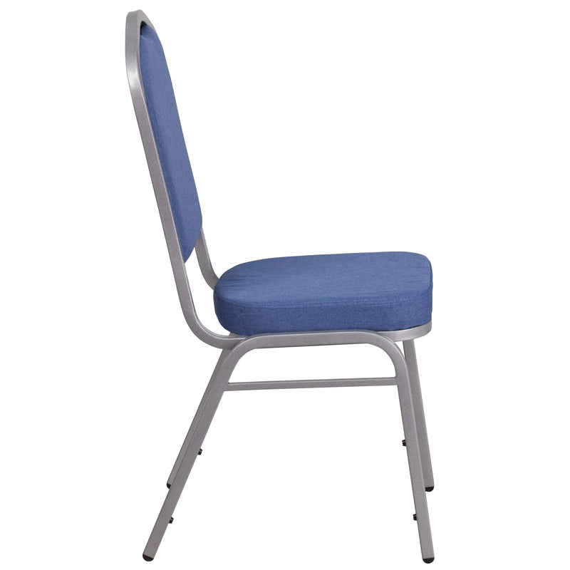 Murie Crown Back Stacking Banquet Chair, Blue Fabric - Silver Frame iHome Studio