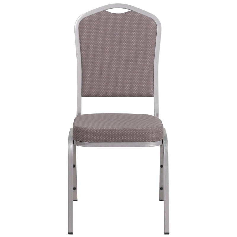 Murie Crown Back Stacking Banquet Chair, Gray Dot Fabric - Silver Frame iHome Studio