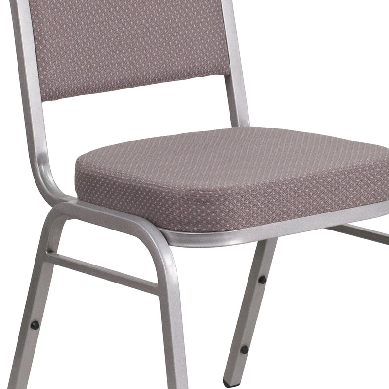 Murie Crown Back Stacking Banquet Chair, Gray Dot Fabric - Silver Frame iHome Studio