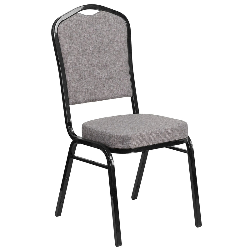 Murie Crown Back Stacking Banquet Chair, Gray Fabric - Black Frame iHome Studio