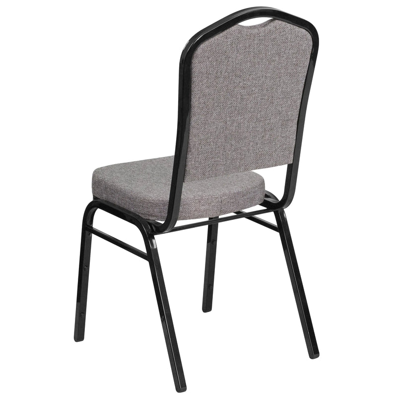 Murie Crown Back Stacking Banquet Chair, Gray Fabric - Black Frame iHome Studio