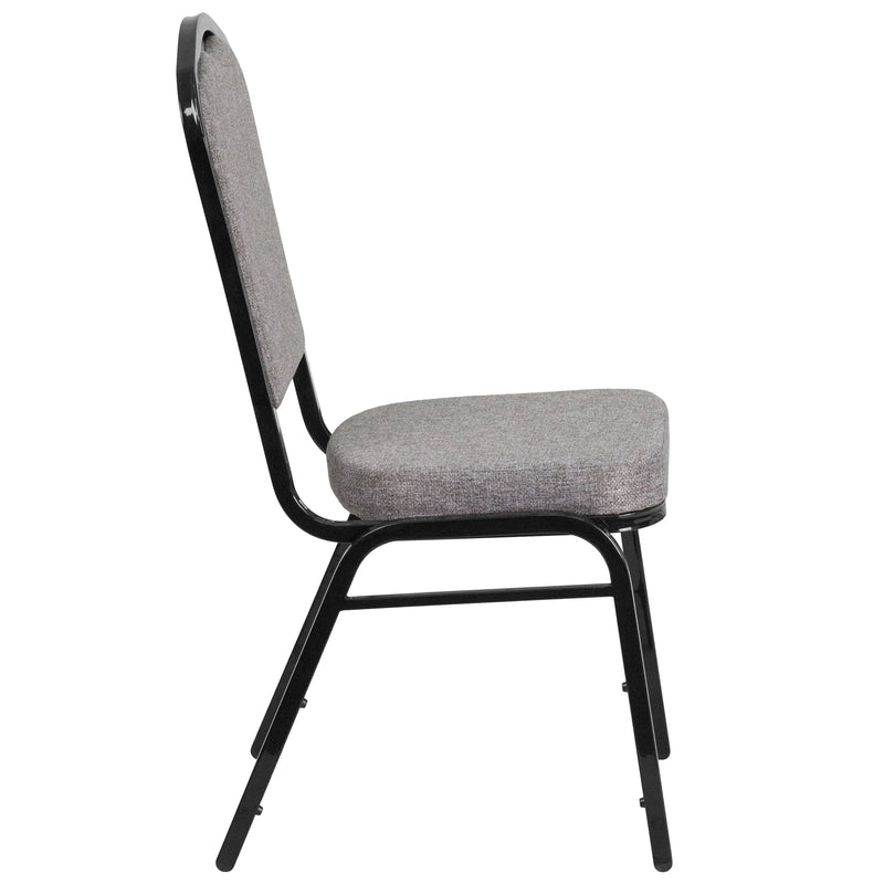 Murie Crown Back Stacking Banquet Chair, Gray Fabric - Black Frame iHome Studio