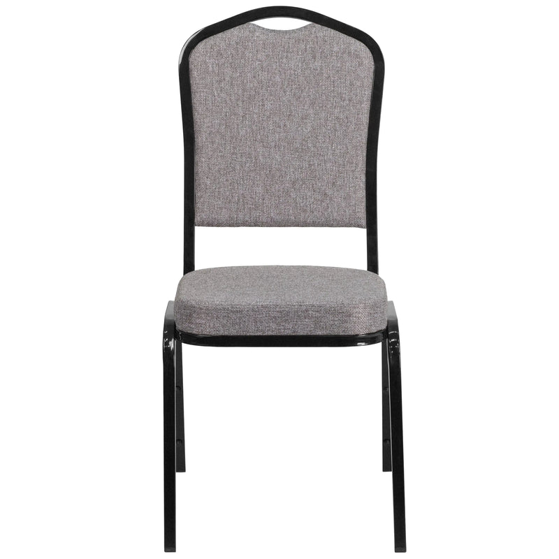 Murie Crown Back Stacking Banquet Chair, Gray Fabric - Black Frame iHome Studio