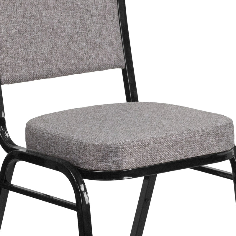 Murie Crown Back Stacking Banquet Chair, Gray Fabric - Black Frame iHome Studio