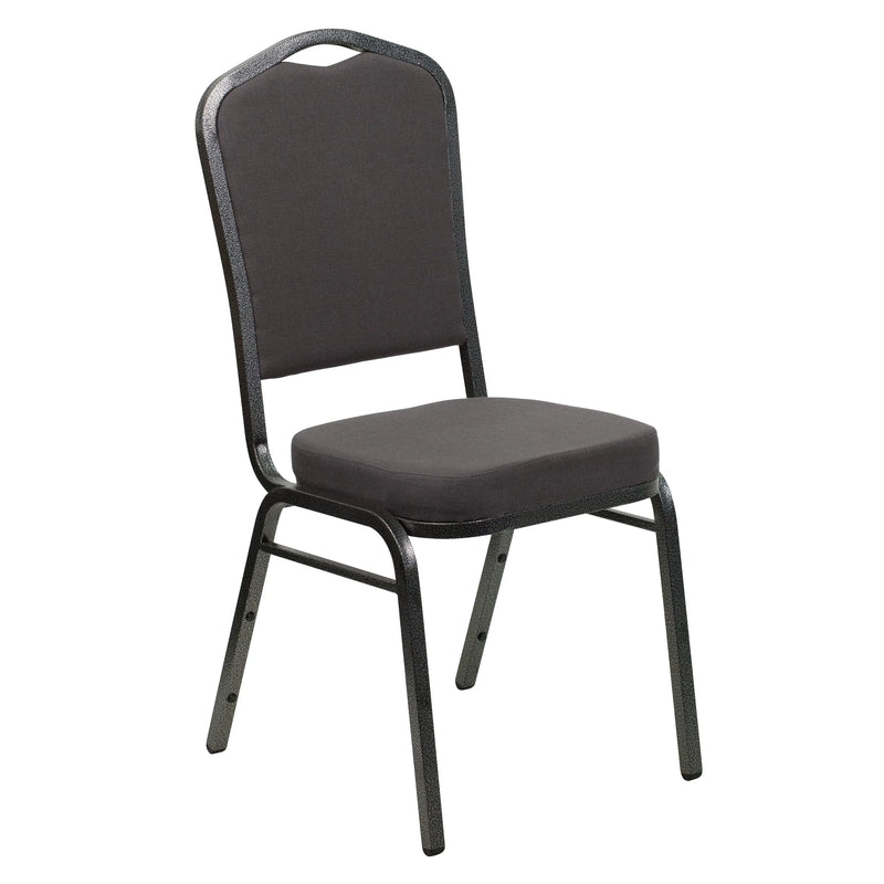 Murie Crown Back Stacking Banquet Chair, Gray Fabric - Silver Vein Frame iHome Studio