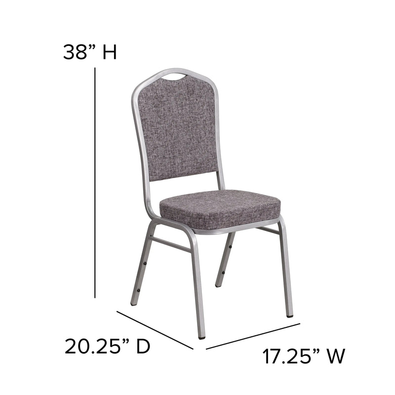 Murie Crown Back Stacking Banquet Chair, Herringbone Fabric - Silver Frame iHome Studio