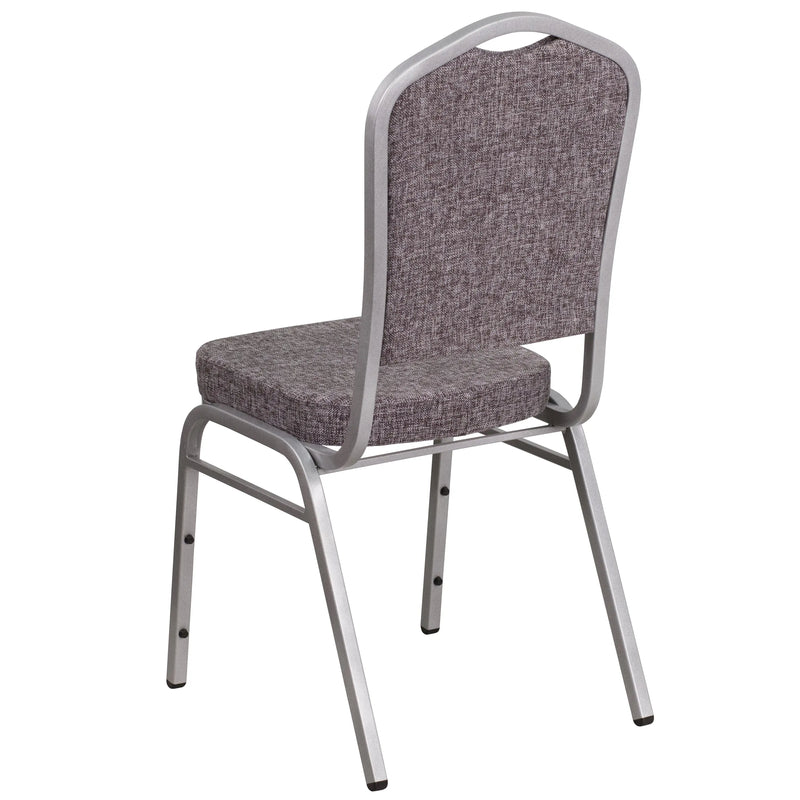 Murie Crown Back Stacking Banquet Chair, Herringbone Fabric - Silver Frame iHome Studio