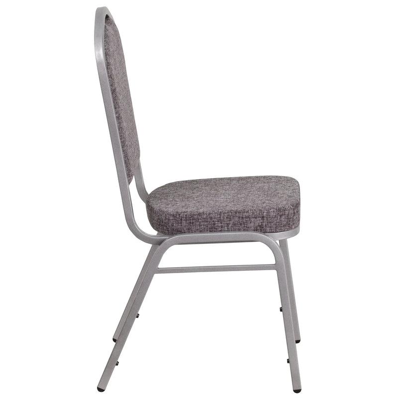 Murie Crown Back Stacking Banquet Chair, Herringbone Fabric - Silver Frame iHome Studio