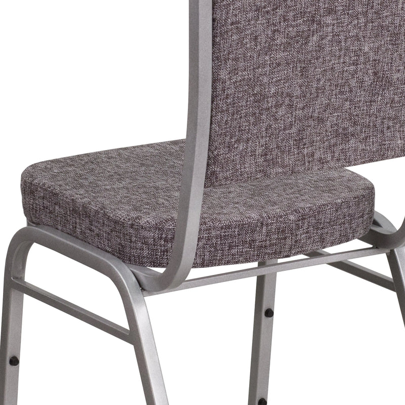 Murie Crown Back Stacking Banquet Chair, Herringbone Fabric - Silver Frame iHome Studio