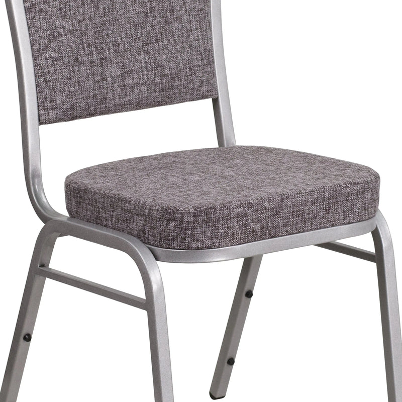 Murie Crown Back Stacking Banquet Chair, Herringbone Fabric - Silver Frame iHome Studio