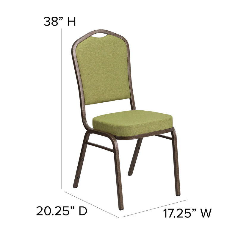 Murie Crown Back Stacking Banquet Chair, Moss Fabric - Gold Vein Frame iHome Studio