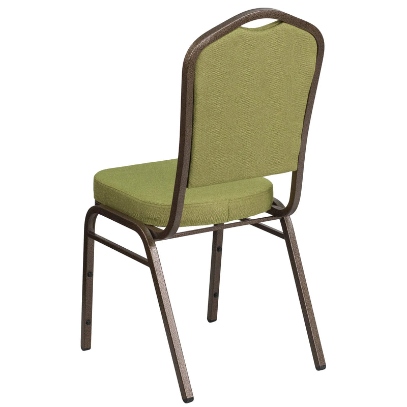 Murie Crown Back Stacking Banquet Chair, Moss Fabric - Gold Vein Frame iHome Studio